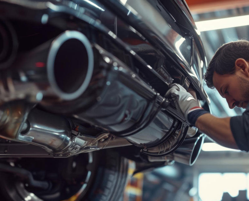 Muffler inspection in progress
