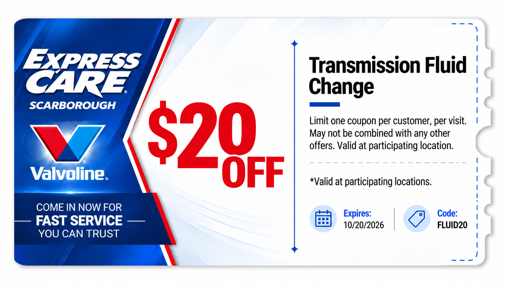 $20 off a transmission fluid change